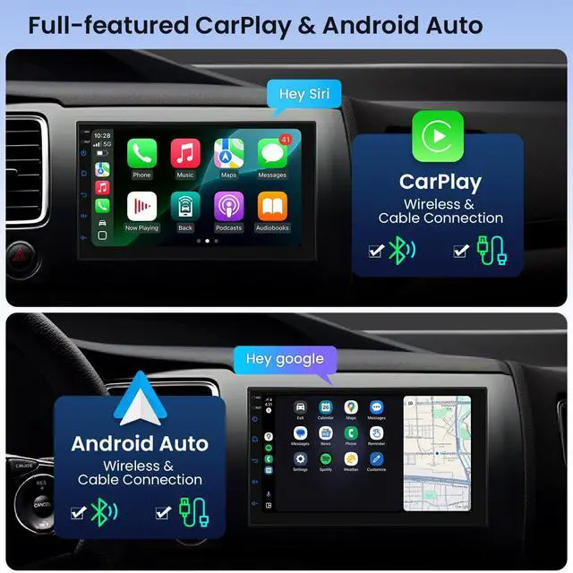 Alt view image 5 of 7 - Universal Double Din Car Stereo, Android 14 Octa Core Car Radio Player, 7 Inch Touch Screen Head Unit GPS Navigation Support Bluetooth DSP CarPlay Android Auto Split Screen 4G LTE 5GHz WiFi