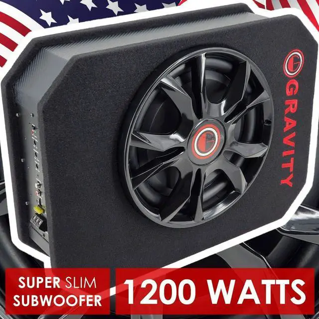Alt view image 2 of 7 - GSC-W12P 1200 Watts Max Power 600W RMS 12 Inch Car Audio Compact Under Seat Slim Powered Stereo Subwoofer Enclosure 12" Elite Sub Great for All Vehicles