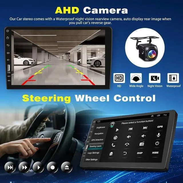 Alt view image 5 of 7 - Single Din Car Stereo for Ford Bronco 1992-1996 with Wireless Carplay | Android Auto, 9" Touch Screen Large Display Car Radio Support GPS Mirror Link Steering Wheel Control Bluetooth FM Camera
