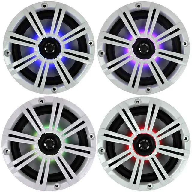 Alt view image 4 of 7 - 1 Pair of KM65 6.5" 195W Multicolor LED Marine Coaxial Speakers Bundle Combo with LED Remote Controller