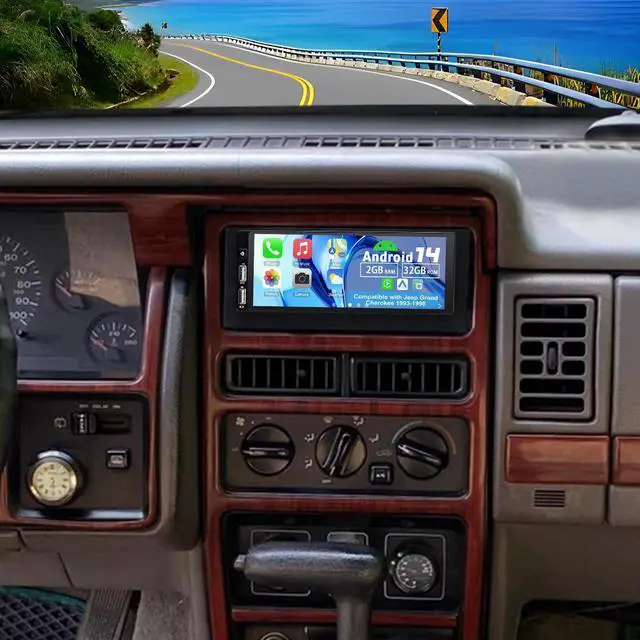 Main image of Android 14 Double Din Car Stereo Upgrade Radio for Jeep Grand Cherokee 1993-1998,6.86" Touchscreen Wireless Carplay Android Auto GPS WiFi Bluetooth RDS DSP SWC Mirrorlink Mic Backup Camera