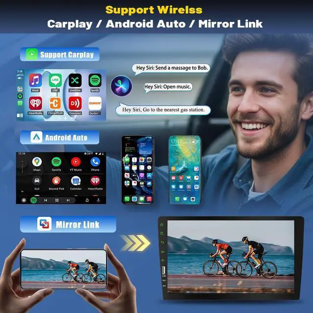Alt view image 4 of 7 - 9 Inch Single Din Car Radio Stereo for Freightliner M2 2004-2025 with Wireless CarPlay and Android Auto, Touchscreen 1 DIN Car Audio Receiver Head Unit w/Bluetooth SWC FM AM Mirror Link Backup Camera
