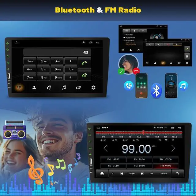 Alt view image 6 of 7 - 9 Inch Single Din Car Radio Stereo for Freightliner M2 2004-2025 with Wireless CarPlay and Android Auto, Touchscreen 1 DIN Car Audio Receiver Head Unit w/Bluetooth SWC FM AM Mirror Link Backup Camera