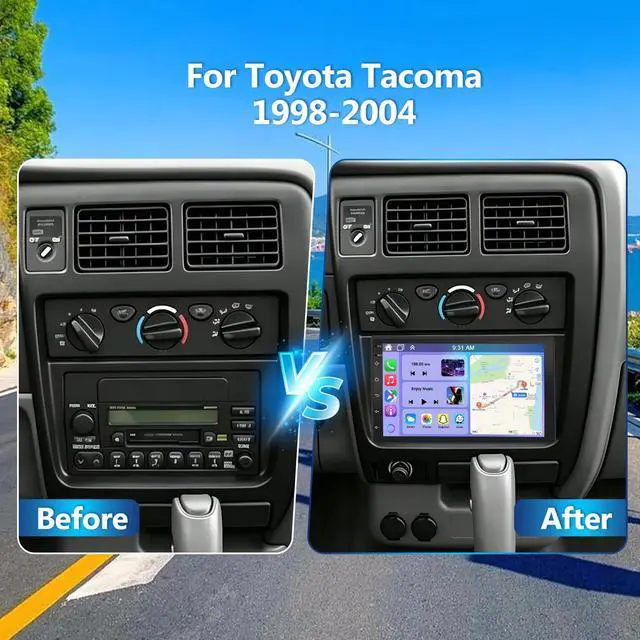 Alt view image 2 of 7 - 7" Car Stereo Upgrade for Toyota Tacoma 1998-2004 w/CarPlay Android Auto | Double Din Android 14 IPS Touchscreen for Tacoma Radio w/GPS Bluetooth WiFi FM RDS SWC Camera Mic, 2+32G