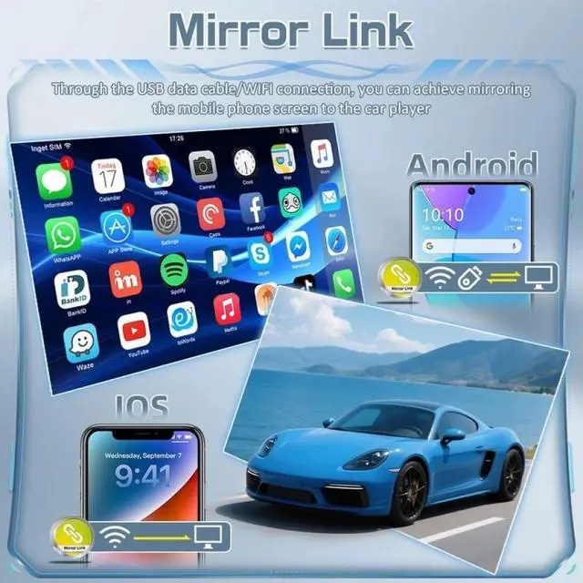Alt view image 4 of 7 - 10.1" HD Car Stereo for Nissan Rogue 2008-2013 Touch Screen Double Din Compatible Apple Carplay Wireless Android Auto with GPS Navigation, Voice Control, Mirror Link, Bluetooth