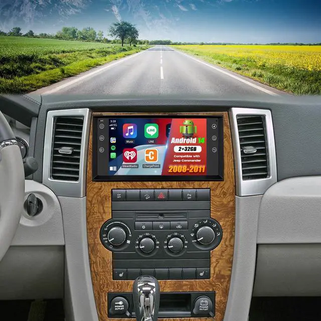 Main image of Double Din Car Stereo Upgrade Radio for Jeep Commander 2008-2011 | Android 14 2G+32G 7" Touchscreen Wireless Carplay Android Auto GPS WiFi Bluetooth RDS DSP SWC Mirrorlink Mic Backup Camera