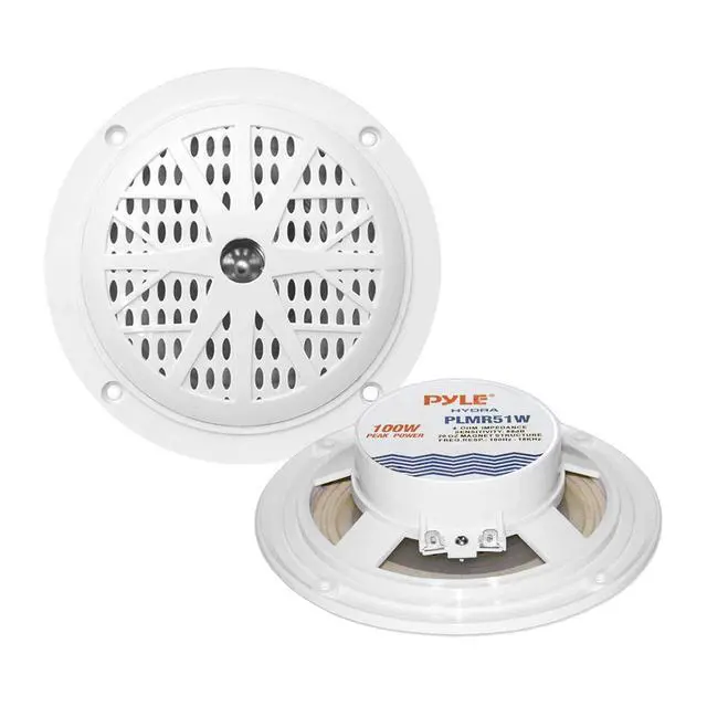 Alt view image 3 of 7 - Pyle in-Dash Marine Boat AM/FM USB AUX Radio Headunit Receiver Bundle Combo with 6X 5.25'' 100W 2-Way White Audio Speakers, 4-Channel Bluetooth Amplifier, Radio Shield, Speaker Wire, Antenna