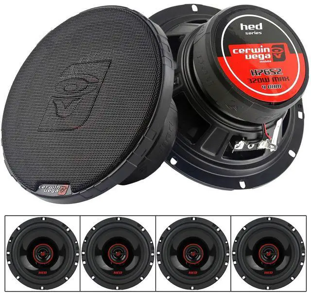 Main image of 4 Pack Cewin Vega 6.5" 2-Way Coaxial Speakers 320 Watts Max HED Series 2 Boxes