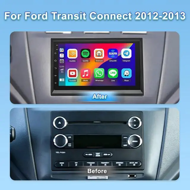 Alt view image 2 of 7 - Double Din Car Stereo Radio for Ford Transit Connect 2012-2013 | 7 inch Touchscreen Head Unit Radio with Wireless CarPlay & Android Auto GPS Navigation Mirror Link Backup Camera FM DSP SWC