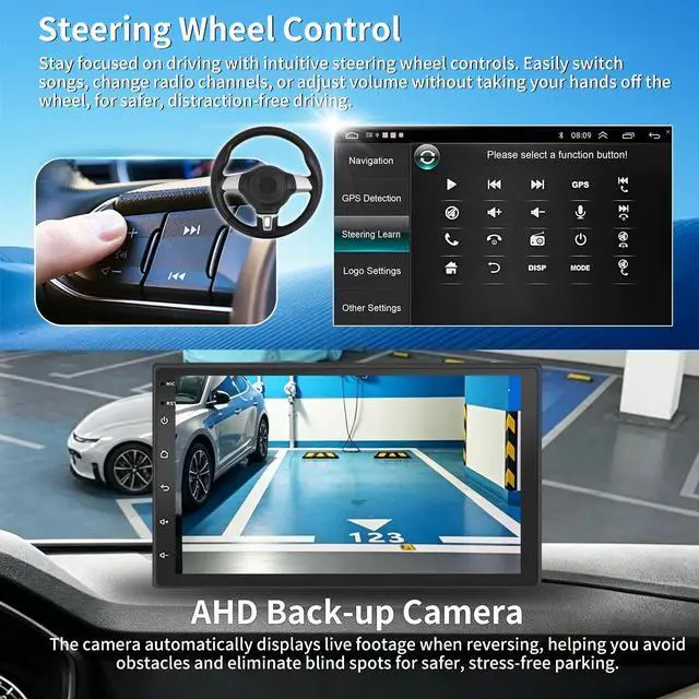Alt view image 5 of 7 - Double Din Car Stereo Radio for Ford Transit Connect 2012-2013 | 7 inch Touchscreen Head Unit Radio with Wireless CarPlay & Android Auto GPS Navigation Mirror Link Backup Camera FM DSP SWC