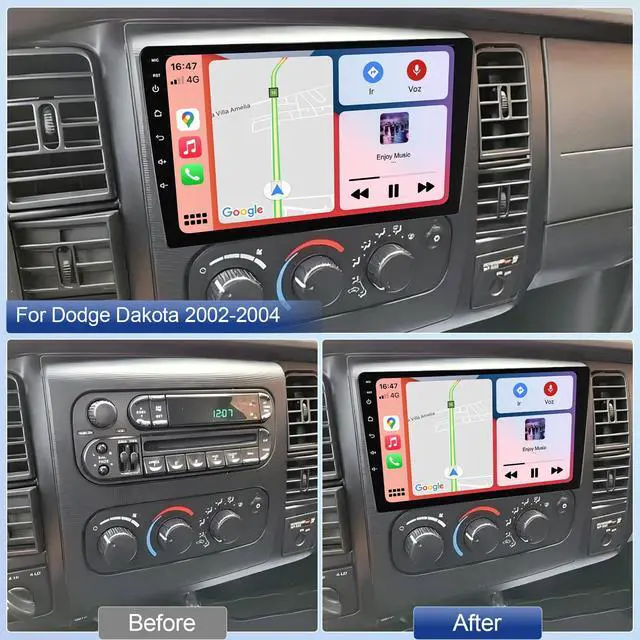Alt view image 3 of 7 - 10.1 Inch Touschscreen Car Radio for Dodge Dakota 2002-2004 | with Wireless CarPlay Android Auto, 4+64G Android 14 Double Din Car Stereo Head Unit w/GPS Bluetooth WiFi FM SWC Camera