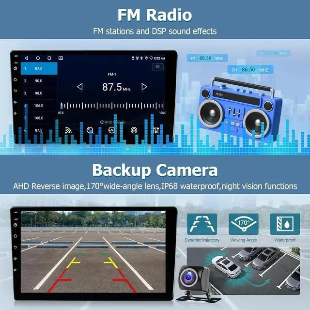 Alt view image 4 of 7 - 4+64G Car Stereo for Toyota Scion xB 2008-2015 with Wireless Carplay/Android Auto, 9 Inch Touch Screen Android 14 Car Radio Stereo with GPS Navigation Bluetooth Backup Camera