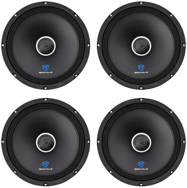 Main image of RXM104 4-Pack 10" 4-Ohm Car Mid-Bass/Midrange Speaker with Bullet | 600W Peak / 300W RMS, Kevlar Cone, 2" CCAW Voice Coil, 40 Oz Magnet, Wire Mesh Grille, 94dB, 60Hz-10kHz