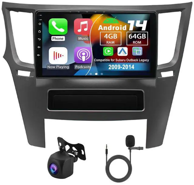 Main image of Android 14 Double Din Car Radio for Subaru Outback Legacy 2009-14 | 4G+64G 9" Touch Screen Car Stereo with Wireless Carplay Android Auto GPS WiFi Mic Backup Camera