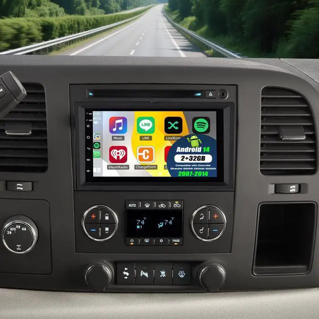 Main image of Car Stereo Radio for Chevry Silverado 1500HD 2500HD 3500HD 2007-14 | Android 14 Double Din 10.1" Car Player Upgrade w/Carplay Android Auto GPS WiFi Bluetooth DSP SWC Mirrorlink Mic Backup Camera