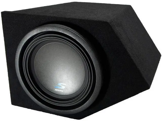 Main image of Alpine S-W10D4 10" Passenger Side Sub Box Fits 1993-2002 Chevy Camaro | Single loaded Type subwoofer enclosure, custom car bass upgrade, vehicle-specific shape, easy install, 10 inch size