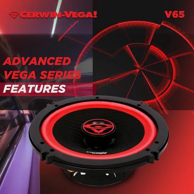 Alt view image 6 of 7 - Cerwin-Vega V65 6.5" VEGA 2-Way 360 Watts 4 Ohm Coaxial Speakers(Pair)