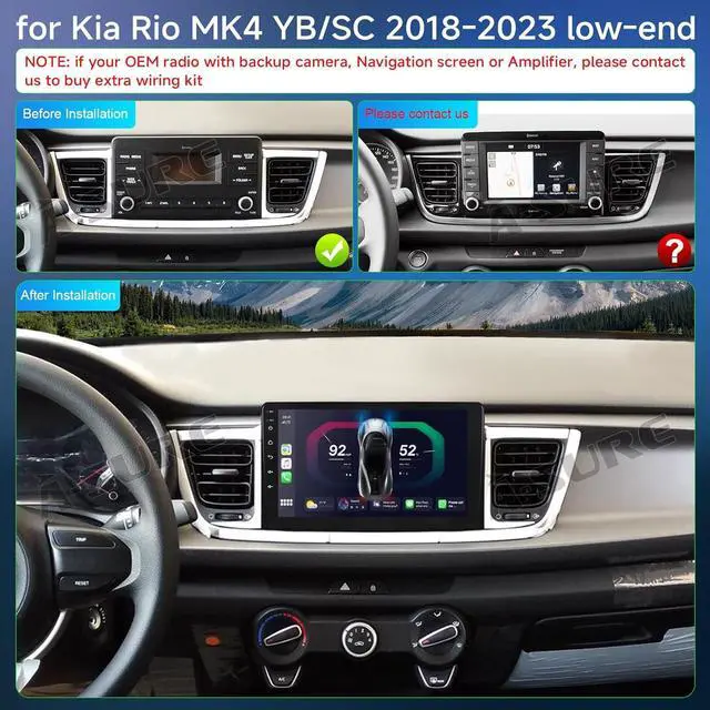 Alt view image 2 of 6 - 9 Inch Double Din Car Stereo for Kia Rio YB/SC 2018-2023 Android 13 IPS Touchscreen Car Radio w/Wireless Carplay Android Auto GPS Navigation Bluetooth WiFi FM SWC AHD Mirror Link Backup Camera, 2+32G
