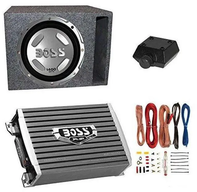 Main image of Boss Audio 12 Inch 1400 Watt Powered Subwoofer Car Audio with 1500 Watt Amplifier and Q Power 12 Inch Subwoofer Enclosure Box