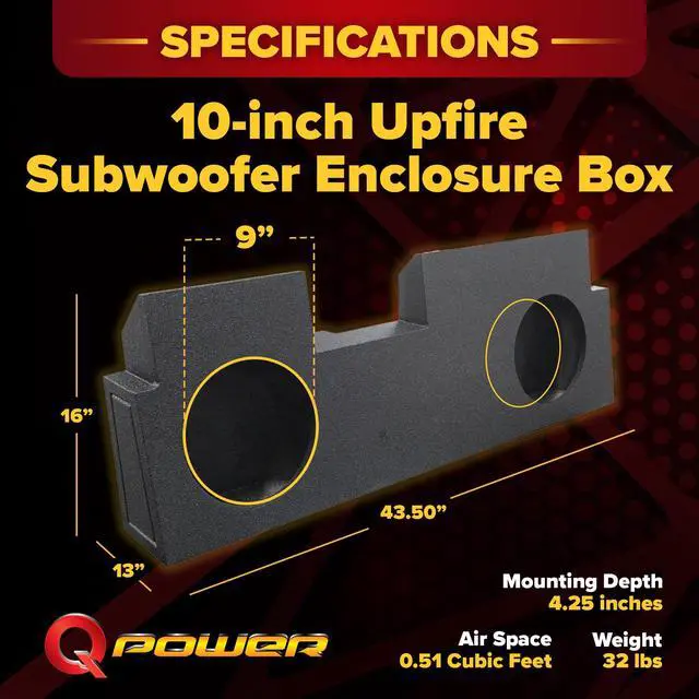 Alt view image 3 of 6 - QPower Dual 10" Underseat Upfire QBomb Subwoofer Box for Jeep Gladiator | Compatible with Jeep Gladiator (All Years) 2019-2026