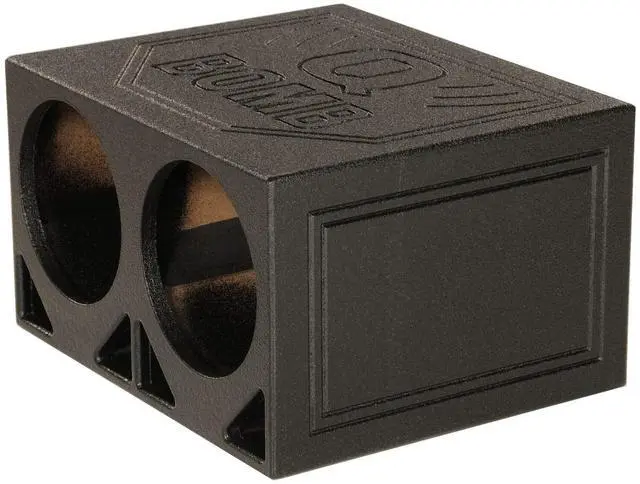 Alt view image 5 of 7 - Dual 10 Inch Vented Triangle Ported Wood Subwoofer Enclosure Box with Durable Bedliner Spray and Spring Loaded Terminals, Black