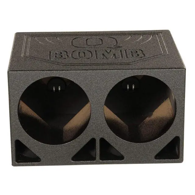 Alt view image 3 of 7 - Dual 10 Inch Triangle Ported Subwoofer Box w/Bedliner Spray (2 Pack)
