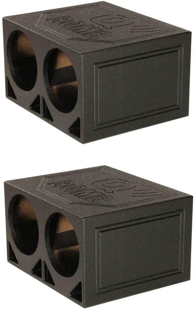 Main image of Dual 10 Inch Triangle Ported Subwoofer Box w/Bedliner Spray (2 Pack)