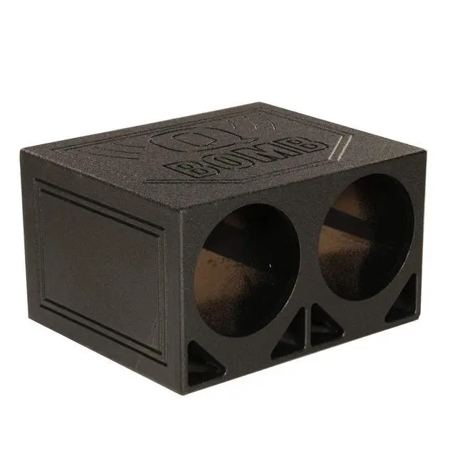 Alt view image 4 of 7 - Dual 10 Inch Triangle Ported Subwoofer Box w/Bedliner Spray (2 Pack)