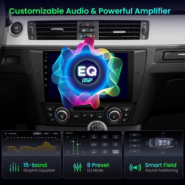 Alt view image 6 of 6 - Android 14 Car Stereo for BMW 3 Series E90 E91 E92 E93 M3, 9 Inch Touch Screen Car Radio GPS Navigation Bluetooth Built-in DSP Head Unit Wireless CarPlay Android Auto (4+64GB)
