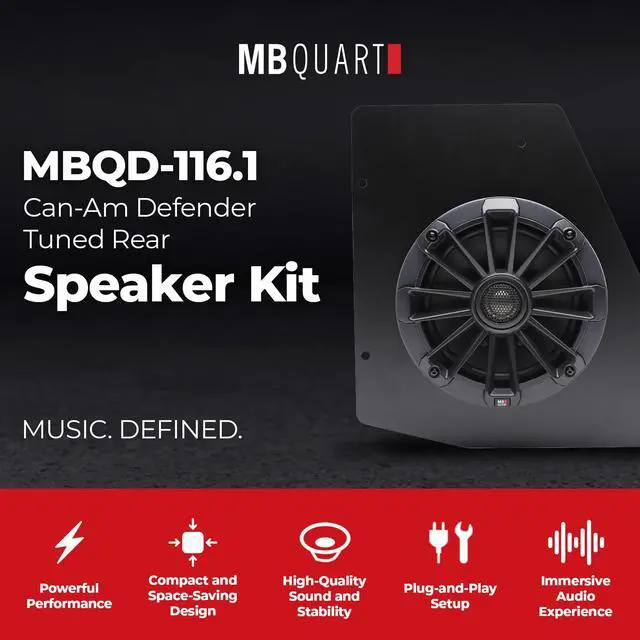 Alt view image 2 of 7 - Tuned Rear Speaker Kit for Can-Am Defender 2017-2025, 6.5" Coaxial 2-Way Speakers with 0.75" Titanium Tweeters and Mounting Brackets, Black
