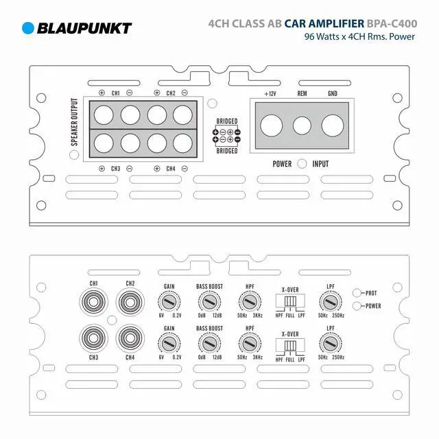 Alt view image 4 of 5 - BPA-C400 Elite Car Audio Class AB 4-Channel 2600W Stereo Amplifier