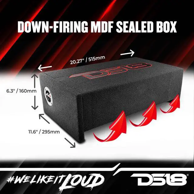 Alt view image 4 of 6 - EN-DF10 10" Shallow Thin Subwoofer Enclosure Down-Firing Compact Sealed Design for Car Trucks 600 Watts Black