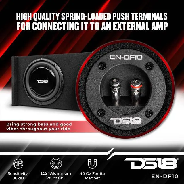 Alt view image 3 of 6 - EN-DF10 10" Shallow Thin Subwoofer Enclosure Down-Firing Compact Sealed Design for Car Trucks 600 Watts Black