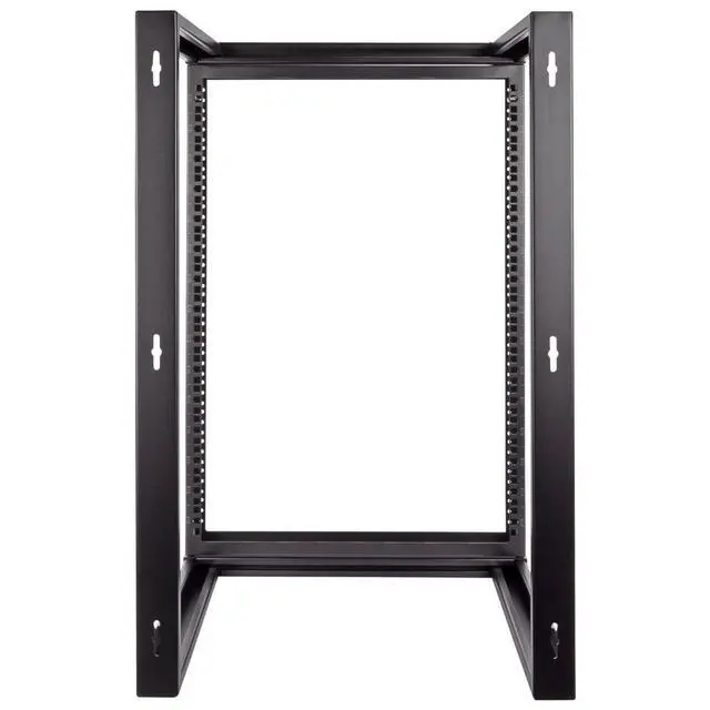 Alt view image 6 of 6 - 15U Open Frame Server Rack for 19" IT Network Equipment & A/V Devices, Free Standing or Wall Mount Rack with 180 Degrees Gate Swing, Black