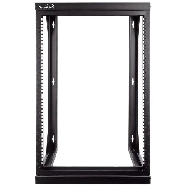 Alt view image 5 of 6 - 15U Open Frame Server Rack for 19" IT Network Equipment & A/V Devices, Free Standing or Wall Mount Rack with 180 Degrees Gate Swing, Black