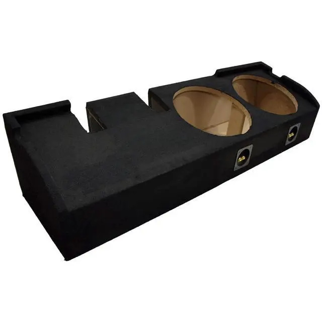 Alt view image 2 of 5 - Dual 12" Sub Box with Seat Lift Kit Fits 2001-2003 Ford F150 SuperCrew ASC | Sealed MDF construction, matched riser hardware, restores legroom for 12 inch subwoofers, spring terminals, quick hookup
