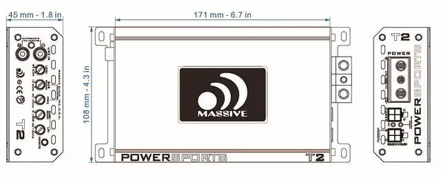 Alt view image 3 of 6 - T2 Marine 1-Ohm Mono Block Amplifier | 800W RMS Waterproof Marine Amp, Compact Class D Power, Boat, UTV & ATV Audio Upgrade