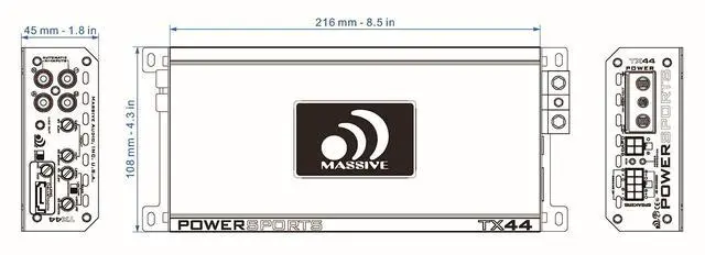 Alt view image 4 of 6 - TX44 120W Bluetooth Marine Amplifier | Full-Range Waterproof Amp, Compact Class D Power for Boats, UTV, ATV & Outdoor Audio Systems
