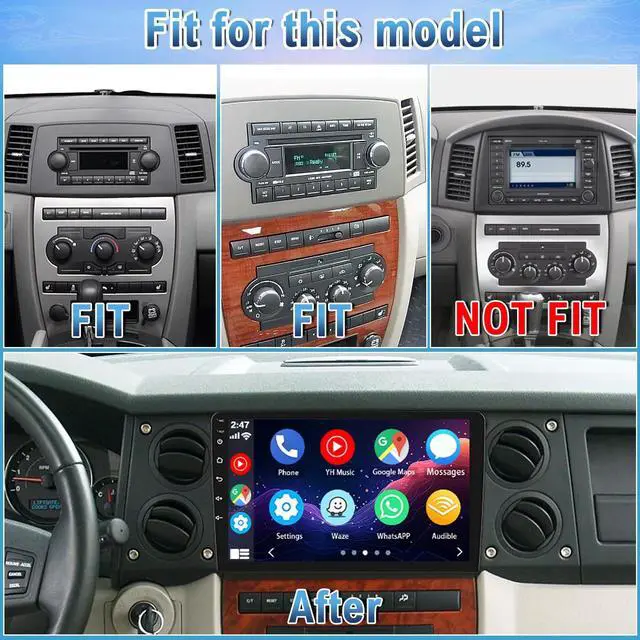 Alt view image 6 of 6 - 2 Din Car Stereo Upgrade Radio for Jeep Grand Cherokee 2004-2007 | Android 14 4G+64G 10" Touchscreen Carplay Android Auto GPS WiFi Bluetooth RDS DSP SWC Mirrorlink Mic Backup Camera