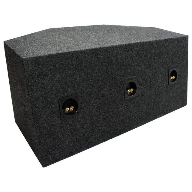 Alt view image 4 of 4 - Triple 12" Inch Subwoofer Box Sealed Rear Angle 3 Sub Enclosure ASC 312H | Huge trunk-filling bass, 3 hole design for your choice of drivers, stereo wiring ready, works in hatchbacks and SUVs