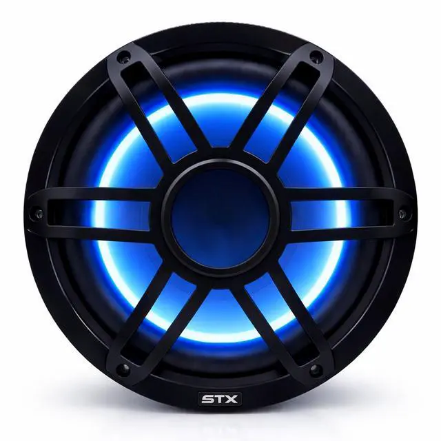 Alt view image 2 of 6 - STX10MSB - 10-Inch Super Marine Subwoofer, 1000W Max Power, RGB LED Waterproof, Compact Fit - Ideal for Boats, UTVs, ATVs