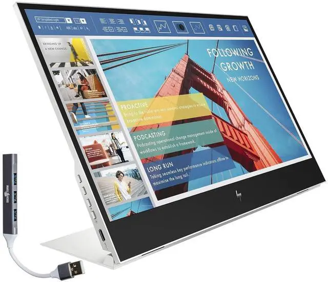 Main image of 14" FHD IPS Portable Monitor with Anti-Glare, Flicker Free | 5ms Response Time, 400 nits Brightness, USB-C & Dockztorm USB Port Expander, Silver Color