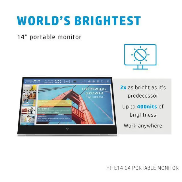 Alt view image 5 of 6 - 14" FHD IPS Portable Monitor with Anti-Glare, Flicker Free | 5ms Response Time, 400 nits Brightness, USB-C & Dockztorm USB Port Expander, Silver Color