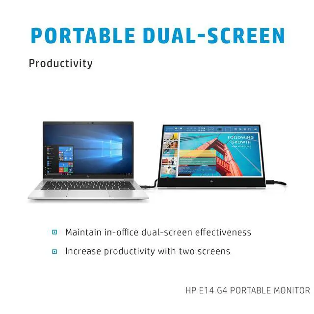 Alt view image 4 of 6 - 14" FHD IPS Portable Monitor with Anti-Glare, Flicker Free | 5ms Response Time, 400 nits Brightness, USB-C & Dockztorm USB Port Expander, Silver Color