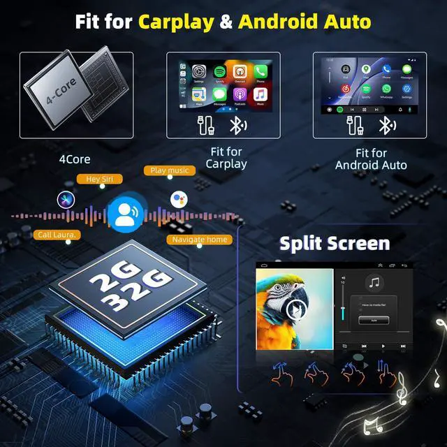 Alt view image 3 of 7 - 2G+32GB Double Din Car Radio Stereo for Chevrolet Colorado 2015-2022 | 9.7Inch IPS Touch Screen Stereo w/Wireless Carplay/Android Auto, DSP, Bluetooth, Backup Camera, Built-in GPS, FM Radio