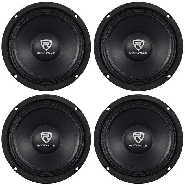 Main image of RM64PRO 6.5" 4 Ohm Mid-Bass Midrange Car Speaker, 103dB, 4-Pack | 200W Peak / 100W RMS, CEA Compliant, Open Basket, 90oz Magnet, 1.5" CCAR Voice Coil, Accordion Surround, 3.07" Depth, Kevlar