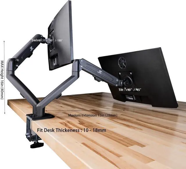 Alt view image 4 of 7 - Nitro ED240Q FreeSync FHD 1500R Curve Monitor ZeroFrame Design with 1ms Response Time, VESA Mount (100mm), VGA, HDMI & Dockztorm Hub, Black (UM.UE0AA.H01) & ErgoFlexy Dual Monitor Mount (2Pack)