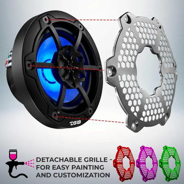 Alt view image 2 of 7 - Hydro NXL-6M/BK - High End Mesh Grill Coaxial Speaker Pair - 2-Way Car Speaker with Integrated RGB Lights - 300 Watt Car Audio System - Water Resistant Speakers - 6.5 Inches, Black