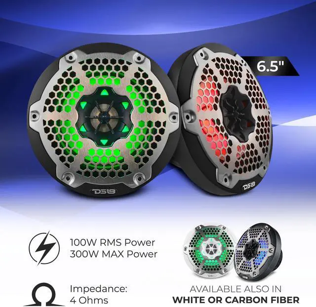 Alt view image 3 of 7 - Hydro NXL-6M/BK - High End Mesh Grill Coaxial Speaker Pair - 2-Way Car Speaker with Integrated RGB Lights - 300 Watt Car Audio System - Water Resistant Speakers - 6.5 Inches, Black