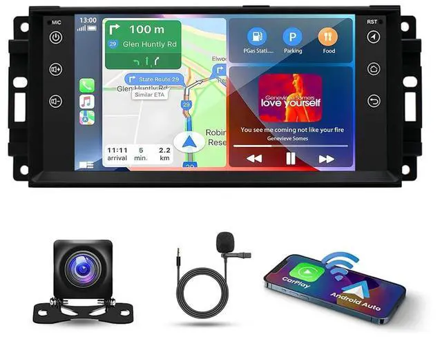 Main image of 4G+64G Double Din Car Stereo for Dodge Avenger 2011-2014, for Chrysler 200 2011-2013 w/Carplay & Android Auto, 7 Inch HD Touch Screen Android 13 Car Audio Receiver GPS WiFi Bluetooth BT Backup Camera